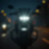 High-performance LED Driving Lights High-performance LED motorcycle driving lights illuminating a dark road