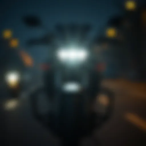 High-performance LED Driving Lights High-performance LED motorcycle driving lights illuminating a dark road