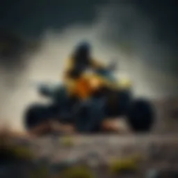 Can-Am four-wheeler in action on rugged terrain