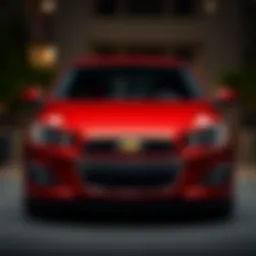 Front view of the 2014 Chevy Sonic Hatchback LT showcasing its sleek design