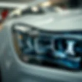 Close-up view of various types of automotive headlights