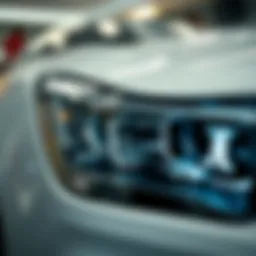 Close-up view of various types of automotive headlights