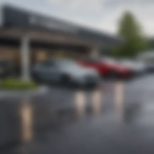 Exterior view of a car dealership in Tyngsboro showcasing various vehicles