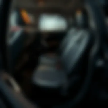Detailed view of protective seat cover installation