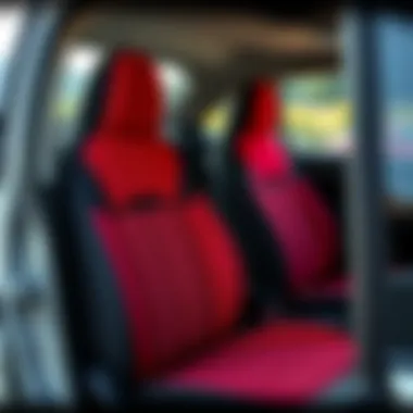 Stylish fabric seat cover in vibrant colors