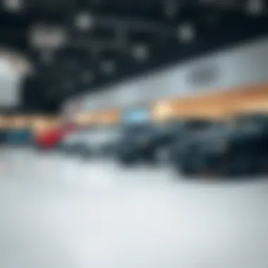 Showroom display of Audi vehicles