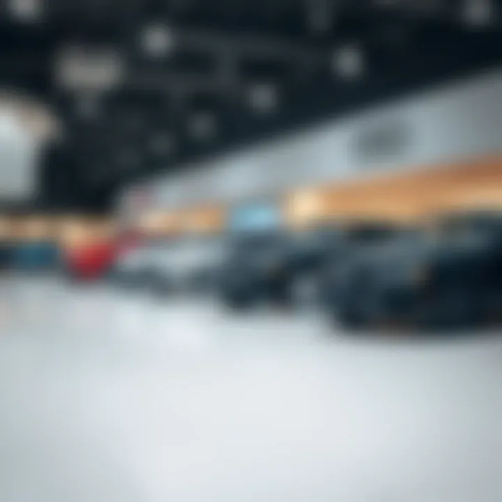 Showroom display of Audi vehicles