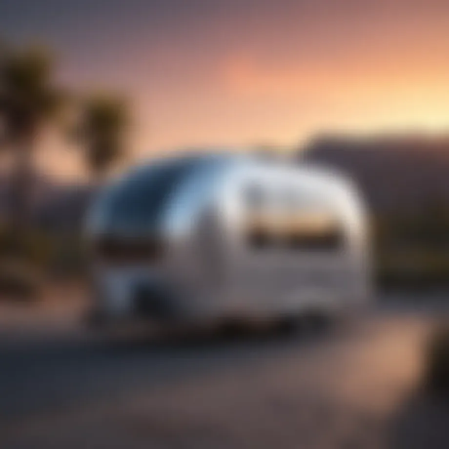 Compact travel trailer showcasing aerodynamic design