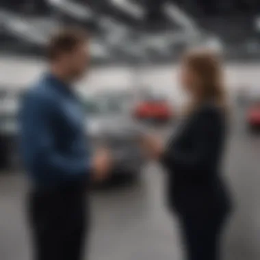 Customer Engagement at Pauls Valley Chevrolet Customer interacting with a sales representative, emphasizing personalized service
