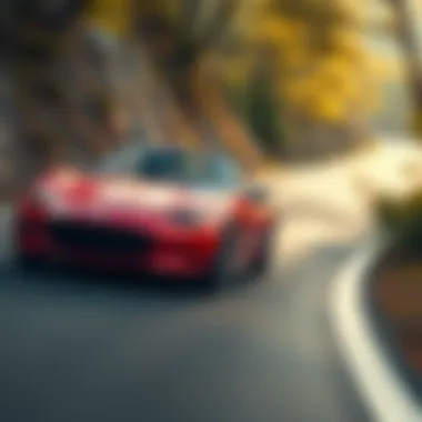 Dynamic driving shot of the 2021 Miata RF Club on a winding road