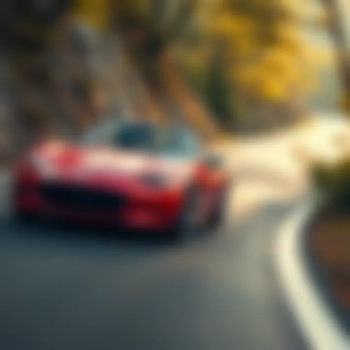 Dynamic driving shot of the 2021 Miata RF Club on a winding road