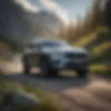 A modern all-wheel-drive SUV parked on a scenic mountain road