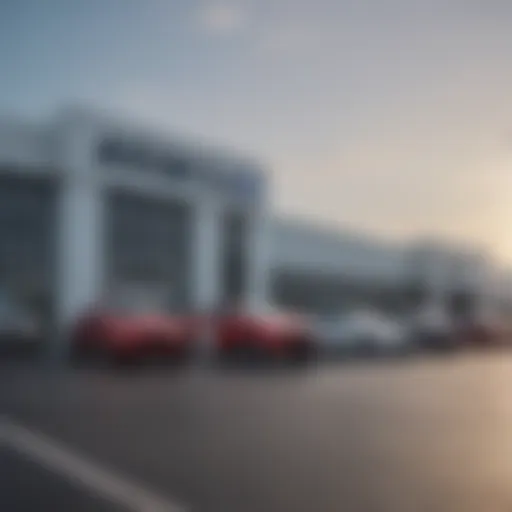 Exterior view of a Ford dealership in Chesaning showcasing the latest models