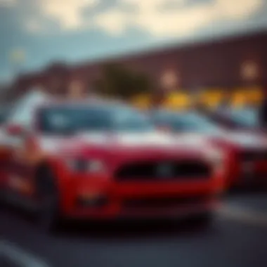 Dynamic Mustang gathering at a local car show highlighting community engagement