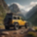 An elegant Jeep Golden parked in a scenic landscape