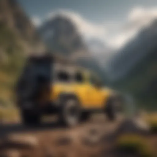 An elegant Jeep Golden parked in a scenic landscape