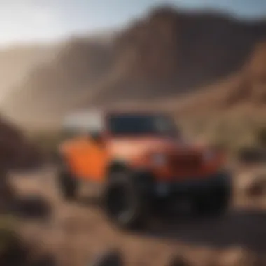 Jeep Wrangler Sahara Altitude parked on rugged terrain