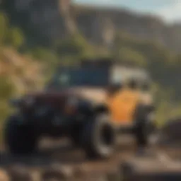 A rugged used Jeep model parked in a scenic Maryland landscape