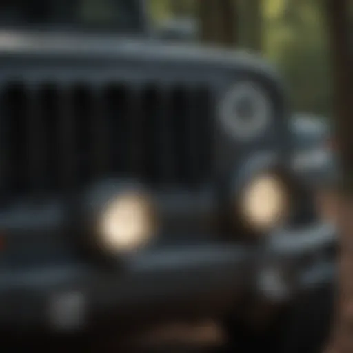 Front view of the latest Jeep model showcasing its distinctive grille and headlights