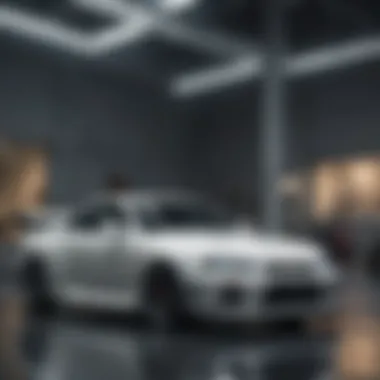 Showroom Elegance of Skyline GTR A stunning Skyline GTR parked in a sleek dealership showroom