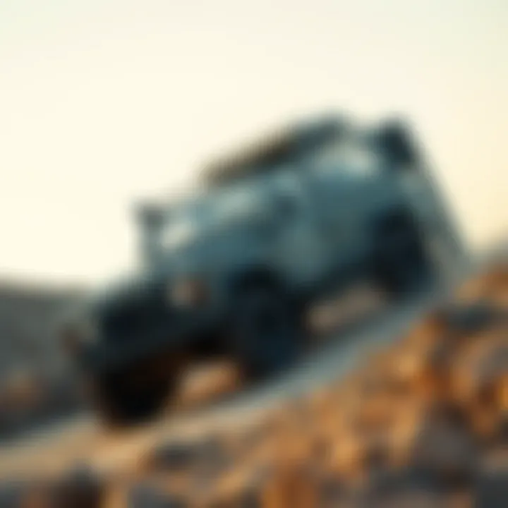 Square Land Rover in Off-Road Action The square Land Rover navigating a rugged off-road terrain