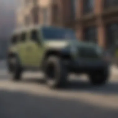 Distinctive Exterior Features of Jeep Wrangler Willys Close-up of Jeep Wrangler Willys exterior showcasing distinctive features