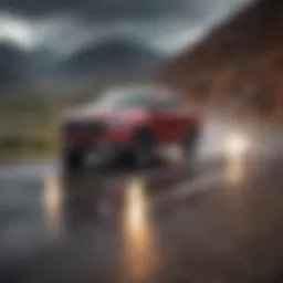 Ford Lightning driving through scenic landscape highlighting electric performance
