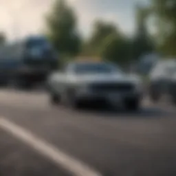 A car being towed away by a repossession truck