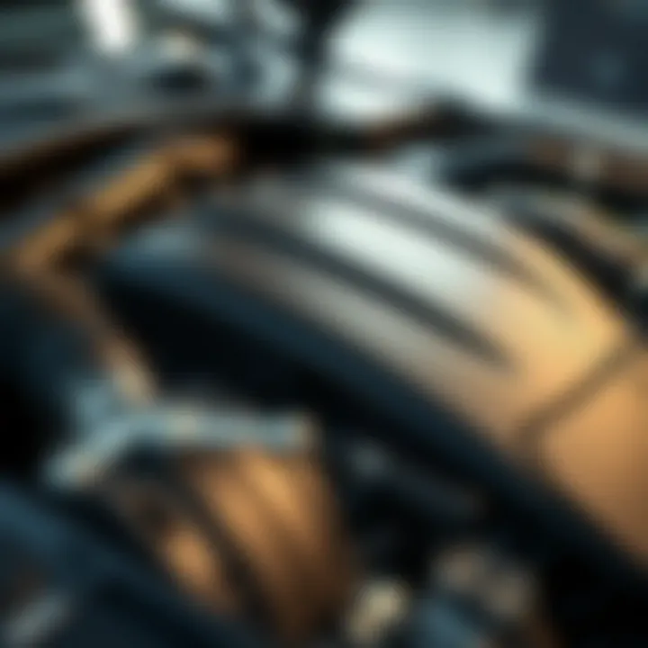 Hybrid Engine Efficiency A detailed view of a hybrid engine highlighting efficiency