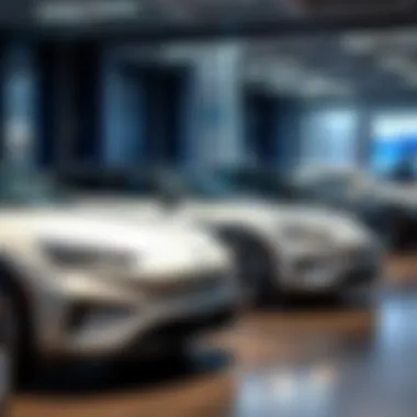 Latest Hybrid Models in Showroom A group of the latest hybrid models displayed in a showroom