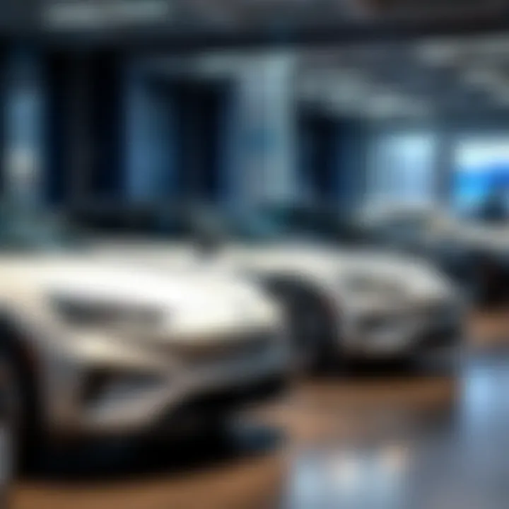 Latest Hybrid Models in Showroom A group of the latest hybrid models displayed in a showroom