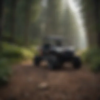 User testing a UTV on a scenic outdoor trail