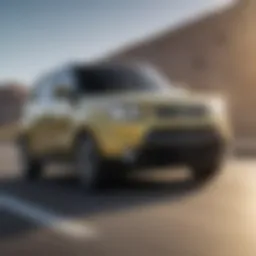 Dynamic view of a Kia Soul cruising on the highway