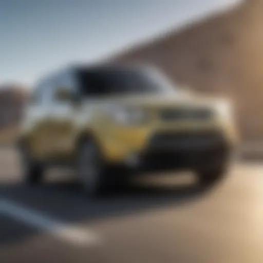 Dynamic view of a Kia Soul cruising on the highway