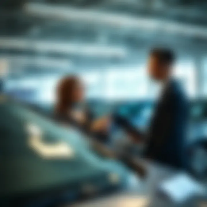 Exceptional Customer Service Experience A customer service representative assisting a client in a dealership