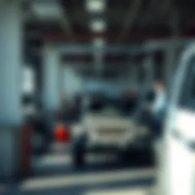Service Center at Jeep Dealership in Lincolnton Service center at a Jeep dealership with technicians at work