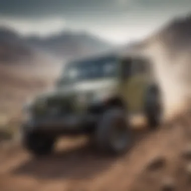 Jeep Wrangler Willys Diesel navigating through rough terrain