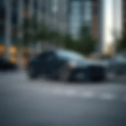 A sleek low emission vehicle parked in an urban environment