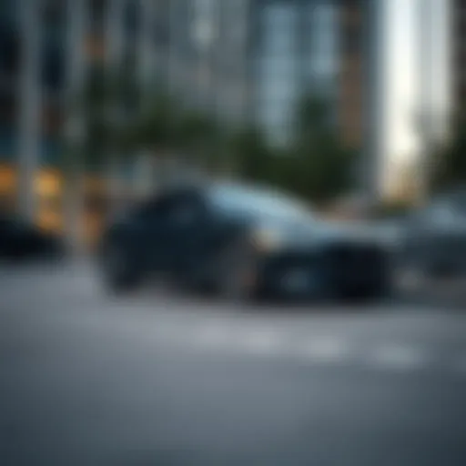 A sleek low emission vehicle parked in an urban environment