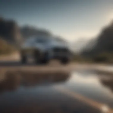 Luxury Crossover on Scenic Route Luxury crossover navigating a scenic road