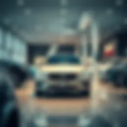 Showroom display of a modern car dealership