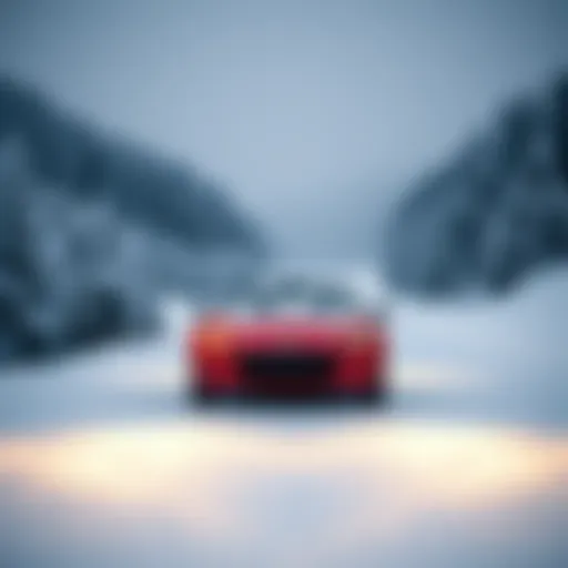 Navigating the Snow Mazda Miata navigating through snow-covered roads