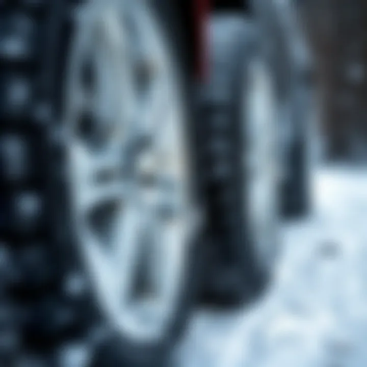 Winter Tires for Enhanced Traction Close-up of Mazda Miata's winter tires on icy surface