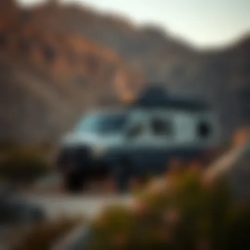 A rugged Mission Overland Camper parked in a scenic landscape