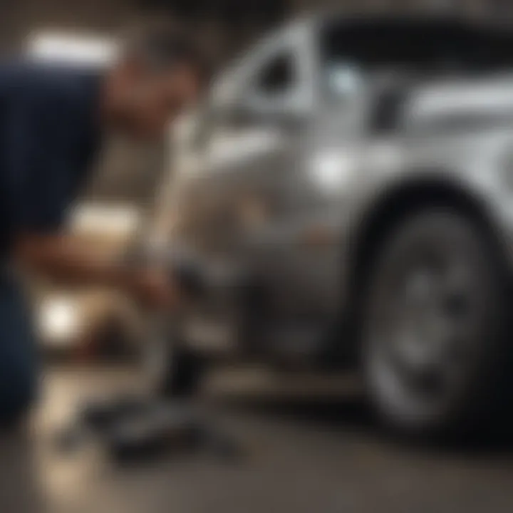 A locksmith working on a car lock with specialized tools