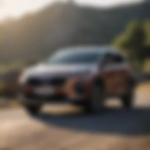 Exterior view of a used Kia Sportage parked in a scenic location