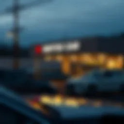 A bustling used car dealership in New Windsor