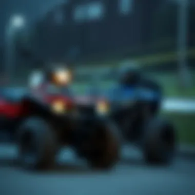 Comparison of different ATV models Two ATVs parked side by side for comparison