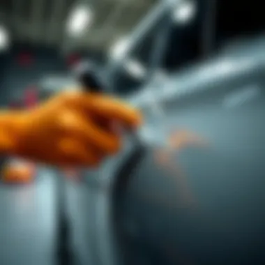 Demonstration of applying repair compound on a scratch