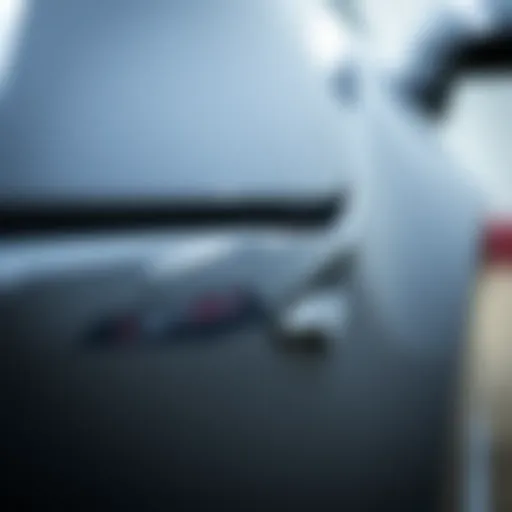 Close-up of a dent on a vehicle surface